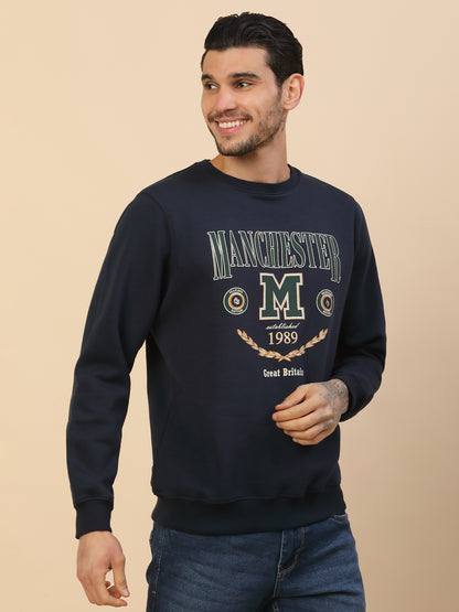 Sweatshirt for Men l Winter Wear Fleece Fabric Round Neck Regular Fit Printed Pattern
