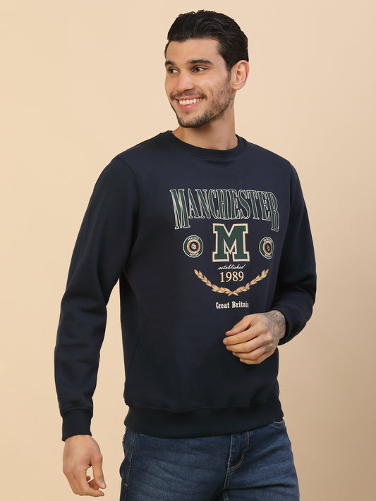 Sweatshirt for Men l Winter Wear Fleece Fabric Round Neck Regular Fit Printed Pattern