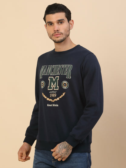 Sweatshirt for Men l Winter Wear Fleece Fabric Round Neck Regular Fit Printed Pattern