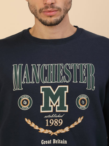 Sweatshirt for Men l Winter Wear Fleece Fabric Round Neck Regular Fit Printed Pattern