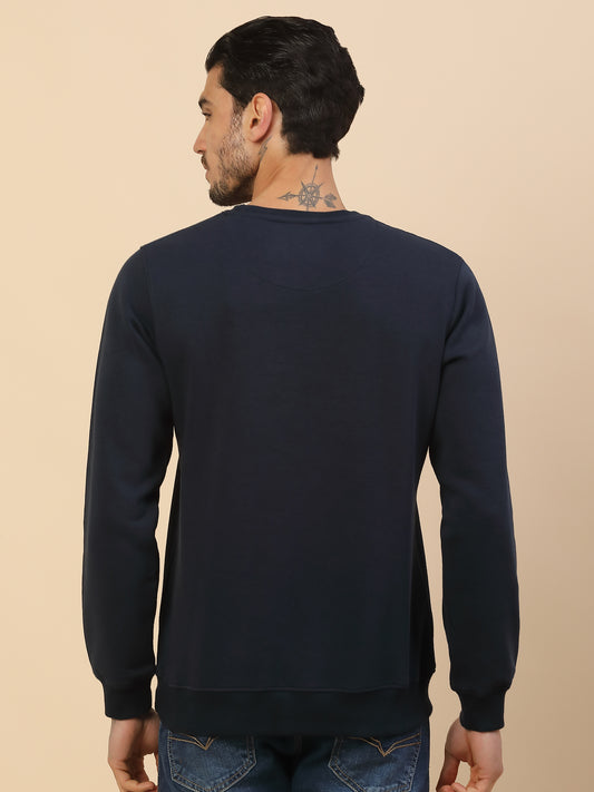 Sweatshirt for Men l Winter Wear Fleece Fabric Round Neck Regular Fit Printed Pattern