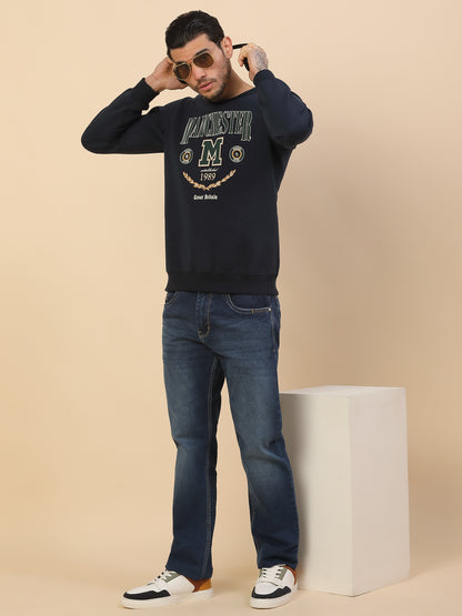 Sweatshirt for Men l Winter Wear Fleece Fabric Round Neck Regular Fit Printed Pattern
