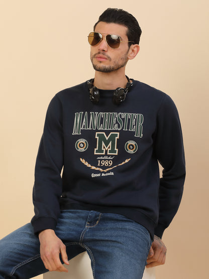 Sweatshirt for Men l Winter Wear Fleece Fabric Round Neck Regular Fit Printed Pattern