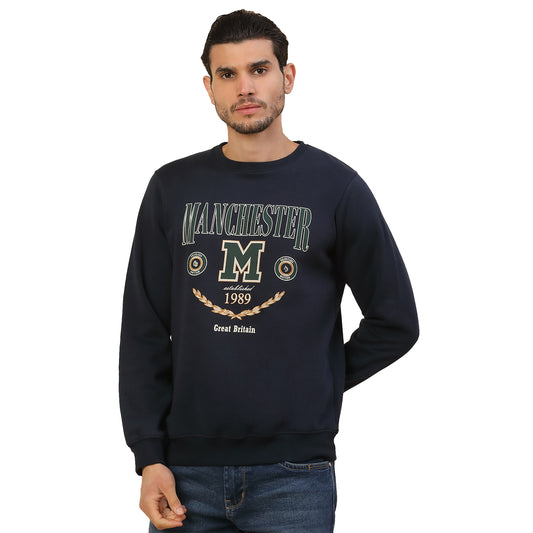 Sweatshirt for Men l Winter Wear Fleece Fabric Round Neck Regular Fit Printed Pattern