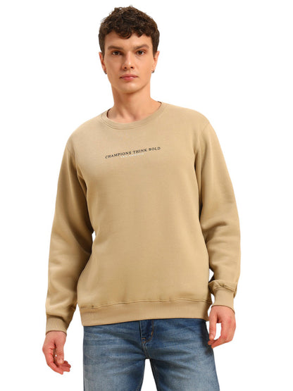 Sweatshirt for Men | Winter Wear Fleece Fabric Pull-On Closure Round Neck Regular Fit Solid Pattern