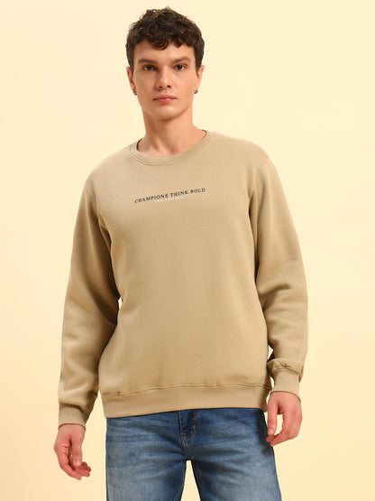 Sweatshirt for Men | Winter Wear Fleece Fabric Pull-On Closure Round Neck Regular Fit Solid Pattern