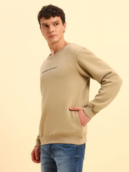 Sweatshirt for Men | Winter Wear Fleece Fabric Pull-On Closure Round Neck Regular Fit Solid Pattern