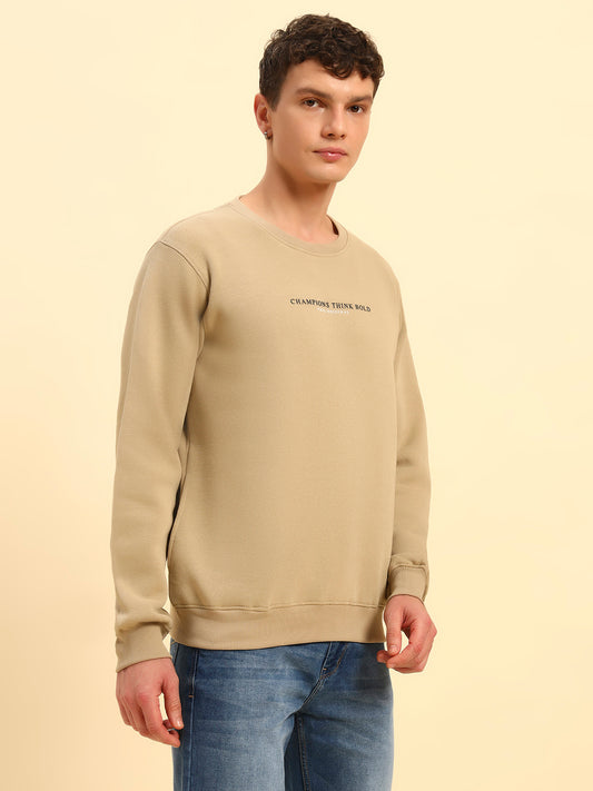 Sweatshirt for Men | Winter Wear Fleece Fabric Pull-On Closure Round Neck Regular Fit Solid Pattern