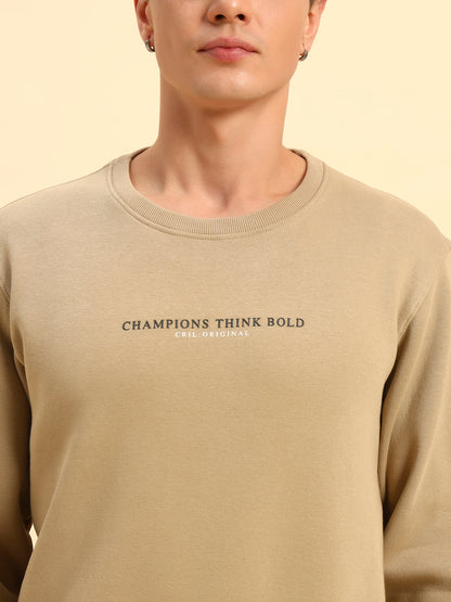 Sweatshirt for Men | Winter Wear Fleece Fabric Pull-On Closure Round Neck Regular Fit Solid Pattern