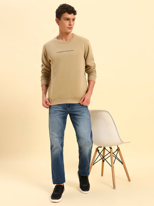 Sweatshirt for Men | Winter Wear Fleece Fabric Pull-On Closure Round Neck Regular Fit Solid Pattern