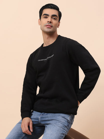 Sweatshirt for Men | Winter Wear Fleece Fabric Closure Round Neck Regular Fit Printed Pattern