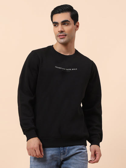 Sweatshirt for Men | Winter Wear Fleece Fabric Closure Round Neck Regular Fit Printed Pattern