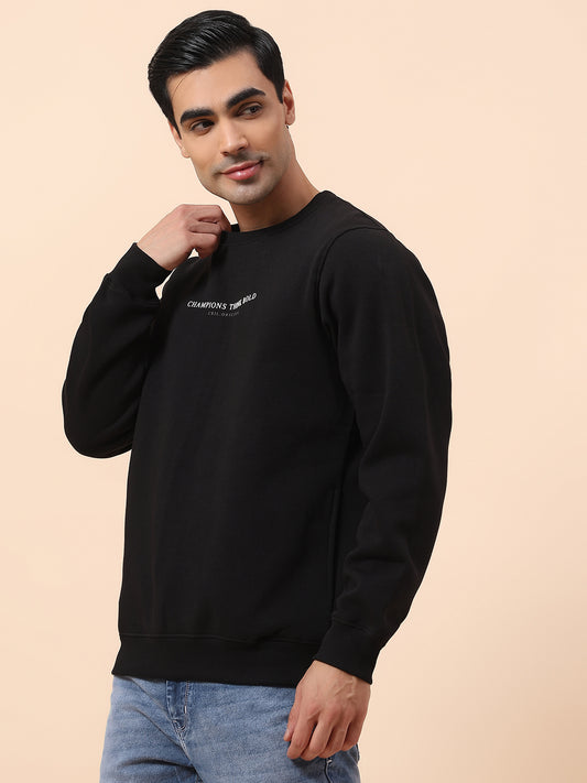 Sweatshirt for Men | Winter Wear Fleece Fabric Closure Round Neck Regular Fit Printed Pattern