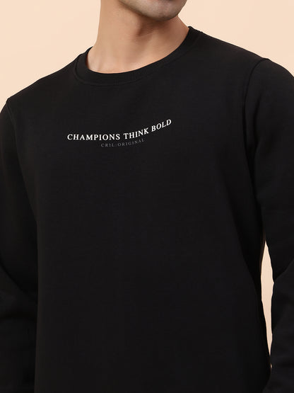 Sweatshirt for Men | Winter Wear Fleece Fabric Closure Round Neck Regular Fit Printed Pattern
