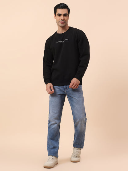 Sweatshirt for Men | Winter Wear Fleece Fabric Closure Round Neck Regular Fit Printed Pattern