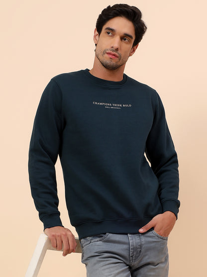 Sweatshirt for Men | Winter Wear Poly Cotton Fabric Pull-On Closure Round Neck Regular Fit Printed Pattern