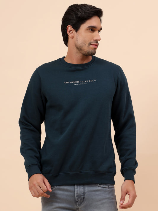 Sweatshirt for Men | Winter Wear Poly Cotton Fabric Pull-On Closure Round Neck Regular Fit Printed Pattern
