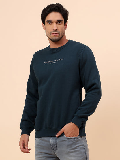 Sweatshirt for Men | Winter Wear Poly Cotton Fabric Pull-On Closure Round Neck Regular Fit Printed Pattern