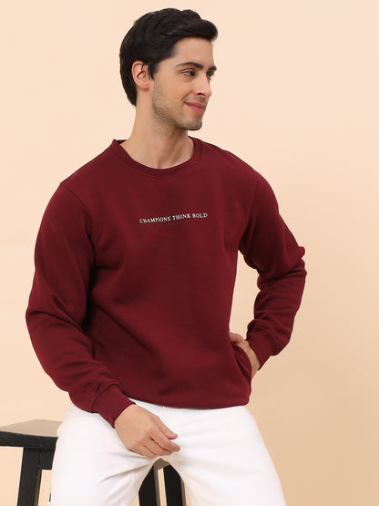 Sweatshirt for Men | Winter Wear Poly Cotton Fabric Pull-On Closure Round Neck Regular Fit Printed Pattern