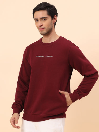 Sweatshirt for Men | Winter Wear Poly Cotton Fabric Pull-On Closure Round Neck Regular Fit Printed Pattern