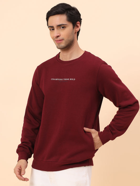 Sweatshirt for Men | Winter Wear Poly Cotton Fabric Pull-On Closure Round Neck Regular Fit Printed Pattern