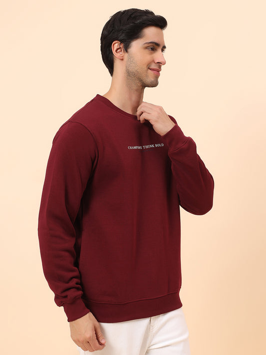 Sweatshirt for Men | Winter Wear Poly Cotton Fabric Pull-On Closure Round Neck Regular Fit Printed Pattern