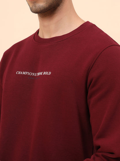 Sweatshirt for Men | Winter Wear Poly Cotton Fabric Pull-On Closure Round Neck Regular Fit Printed Pattern