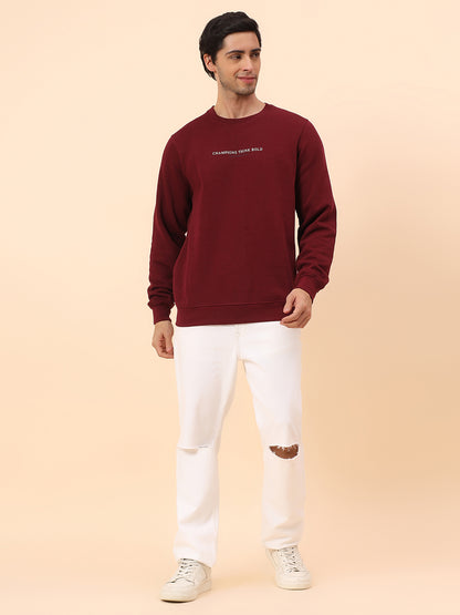 Sweatshirt for Men | Winter Wear Poly Cotton Fabric Pull-On Closure Round Neck Regular Fit Printed Pattern