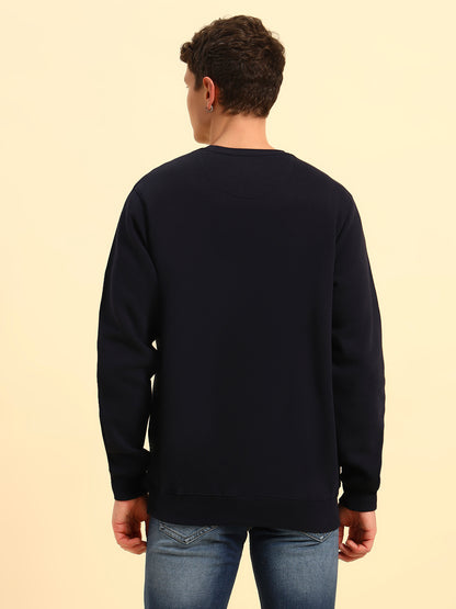 Sweatshirt for Men | Winter Wear Fleece Fabric Pull-On Closure Round Neck Regular Fit Solid Pattern