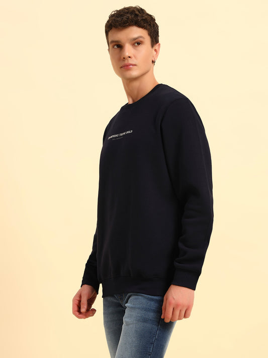 Sweatshirt for Men | Winter Wear Fleece Fabric Pull-On Closure Round Neck Regular Fit Solid Pattern
