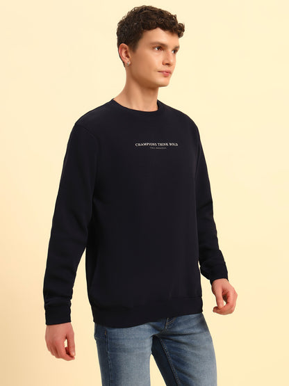 Sweatshirt for Men | Winter Wear Fleece Fabric Pull-On Closure Round Neck Regular Fit Solid Pattern