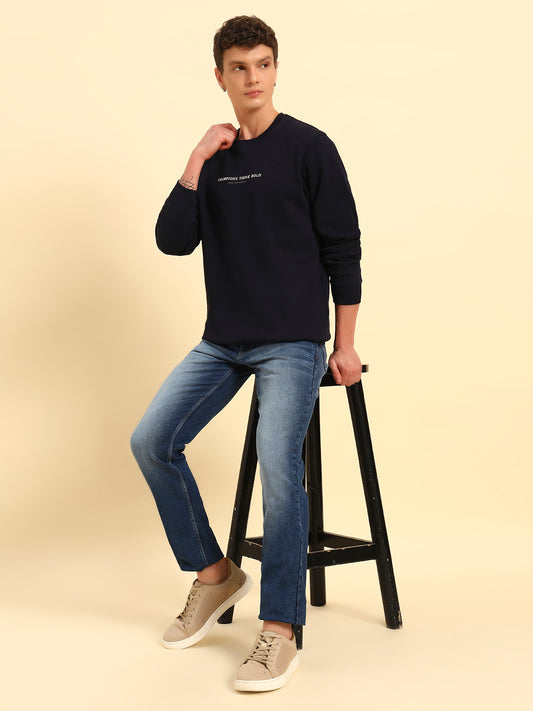 Sweatshirt for Men | Winter Wear Fleece Fabric Pull-On Closure Round Neck Regular Fit Solid Pattern