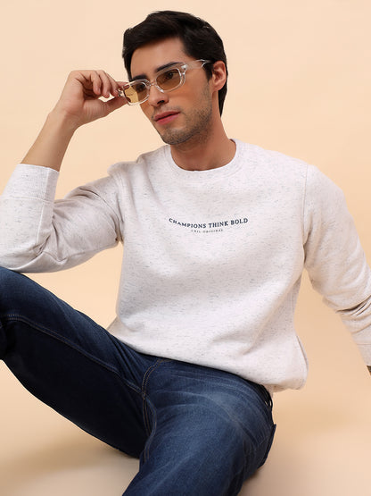 Sweatshirt for Men | Winter Wear Poly Cotton Fabric Pull-On Closure Round Neck Regular Fit Printed Pattern