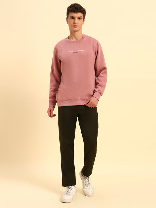 Sweatshirt for Men | Winter Wear Fleece Fabric Pull-On Closure Round Neck Regular Fit Solid Pattern