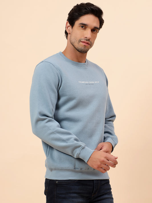 Sweatshirt for Men | Winter Wear Poly Cotton Fabric Pull-On Closure Round Neck Regular Fit Printed Pattern