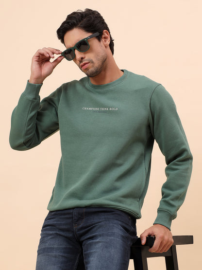 Sweatshirt for Men | Winter Wear Poly Cotton Fabric Pull-On Closure Round Neck Regular Fit Printed Pattern