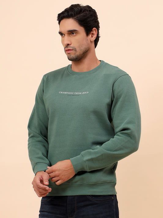 Sweatshirt for Men | Winter Wear Poly Cotton Fabric Pull-On Closure Round Neck Regular Fit Printed Pattern