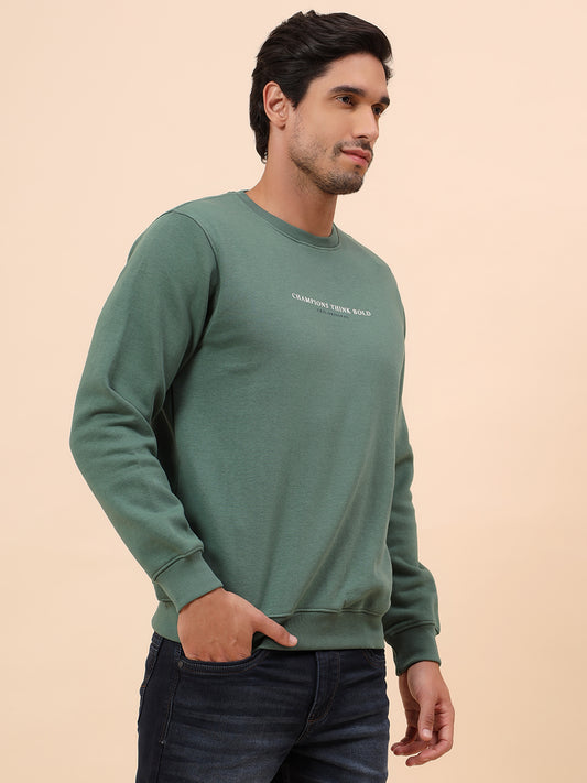 Sweatshirt for Men | Winter Wear Poly Cotton Fabric Pull-On Closure Round Neck Regular Fit Printed Pattern