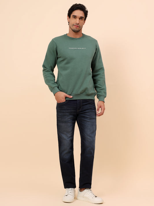 Sweatshirt for Men | Winter Wear Poly Cotton Fabric Pull-On Closure Round Neck Regular Fit Printed Pattern