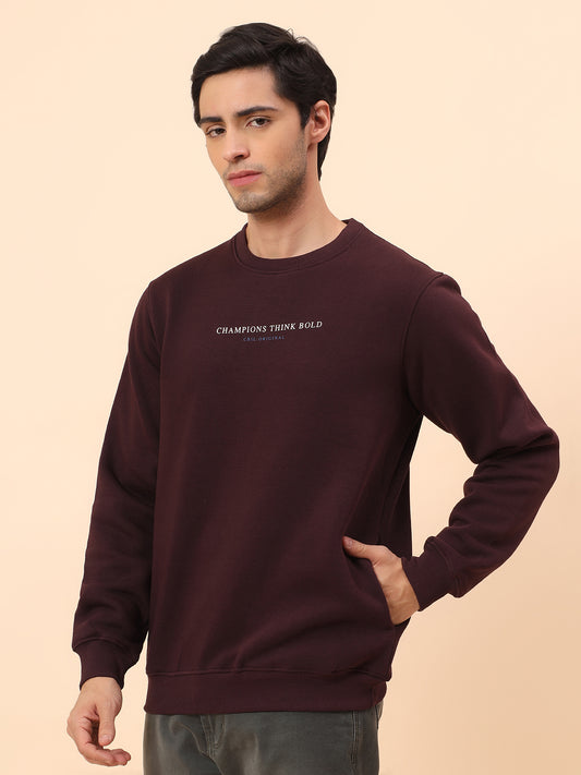 Sweatshirt for Men | Winter Wear Poly Cotton Fabric Pull-On Closure Round Neck Regular Fit Printed Pattern