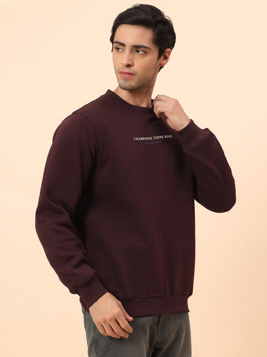 Sweatshirt for Men | Winter Wear Poly Cotton Fabric Pull-On Closure Round Neck Regular Fit Printed Pattern