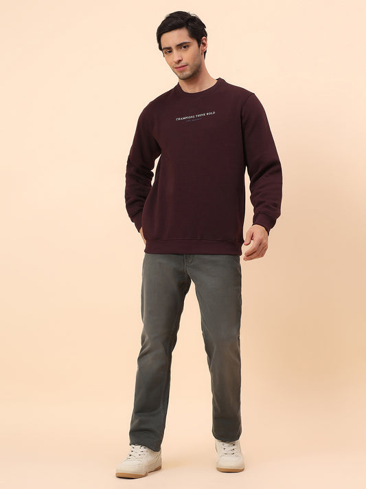 Sweatshirt for Men | Winter Wear Poly Cotton Fabric Pull-On Closure Round Neck Regular Fit Printed Pattern
