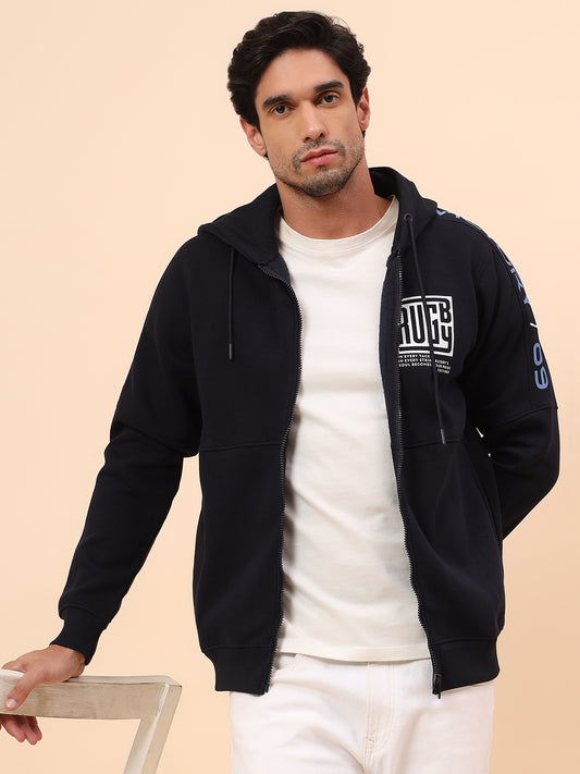 Sweatshirt for Men | Winter Wear Poly Cotton Fabric Zipper Closure Mock Neck Regular Fit Printed Pattern