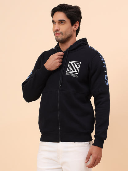 Sweatshirt for Men | Winter Wear Poly Cotton Fabric Zipper Closure Mock Neck Regular Fit Printed Pattern