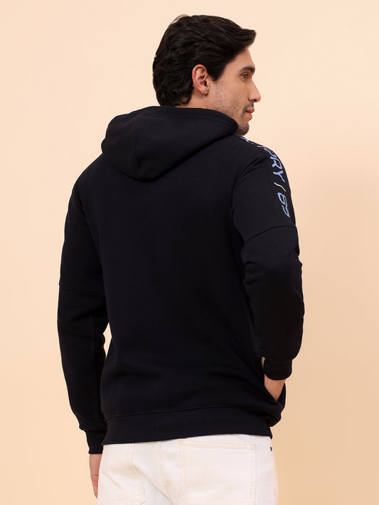 Sweatshirt for Men | Winter Wear Poly Cotton Fabric Zipper Closure Mock Neck Regular Fit Printed Pattern