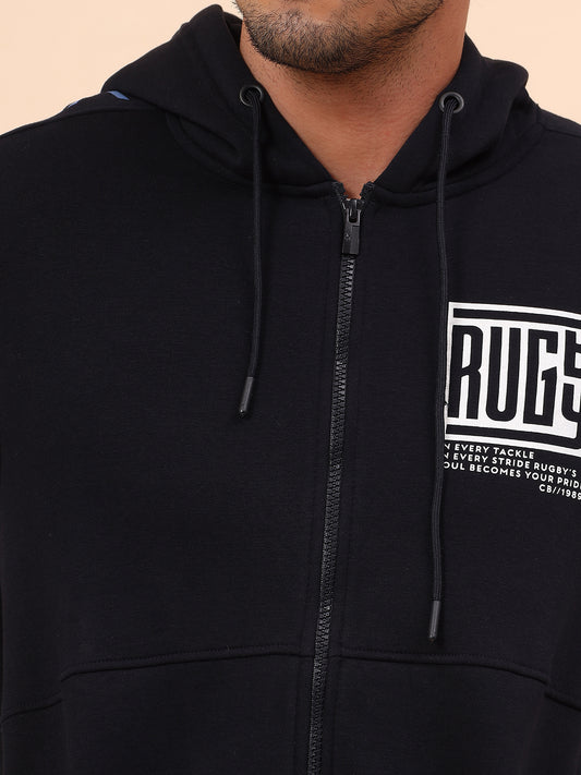 Sweatshirt for Men | Winter Wear Poly Cotton Fabric Zipper Closure Mock Neck Regular Fit Printed Pattern