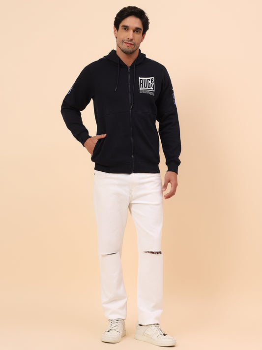 Sweatshirt for Men | Winter Wear Poly Cotton Fabric Zipper Closure Mock Neck Regular Fit Printed Pattern