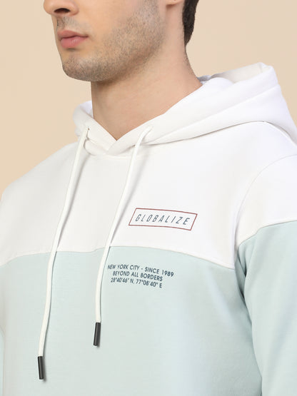 Sweatshirt for Men | Winter Wear Fleece Fabric Pull-On Closure Hooded Neck Regular Fit Colour Block Pattern