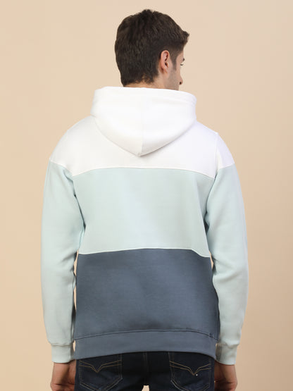 Sweatshirt for Men | Winter Wear Fleece Fabric Pull-On Closure Hooded Neck Regular Fit Colour Block Pattern