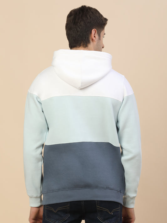 Sweatshirt for Men | Winter Wear Fleece Fabric Pull-On Closure Hooded Neck Regular Fit Colour Block Pattern